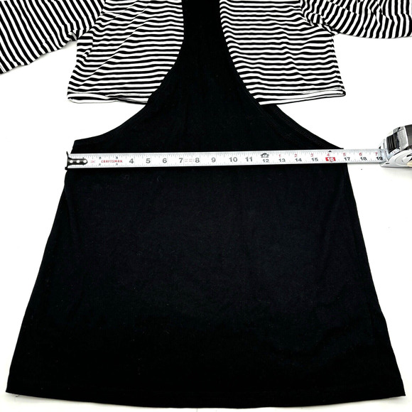 Ragged Priest Black White Striped Cold Shoulder Crop Top Cut Out Bodycon Dress S - Picture 5 of 10
